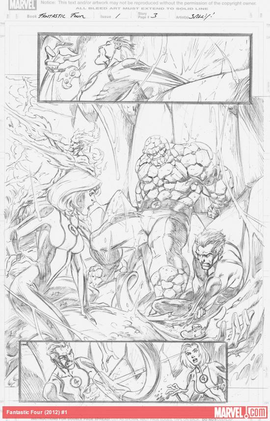 Fantastic Four (2012) #1 pencils by Mark Bagley