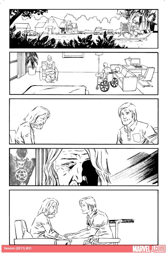 Venom (2011) #31 black and white preview art by Declan Shalvey