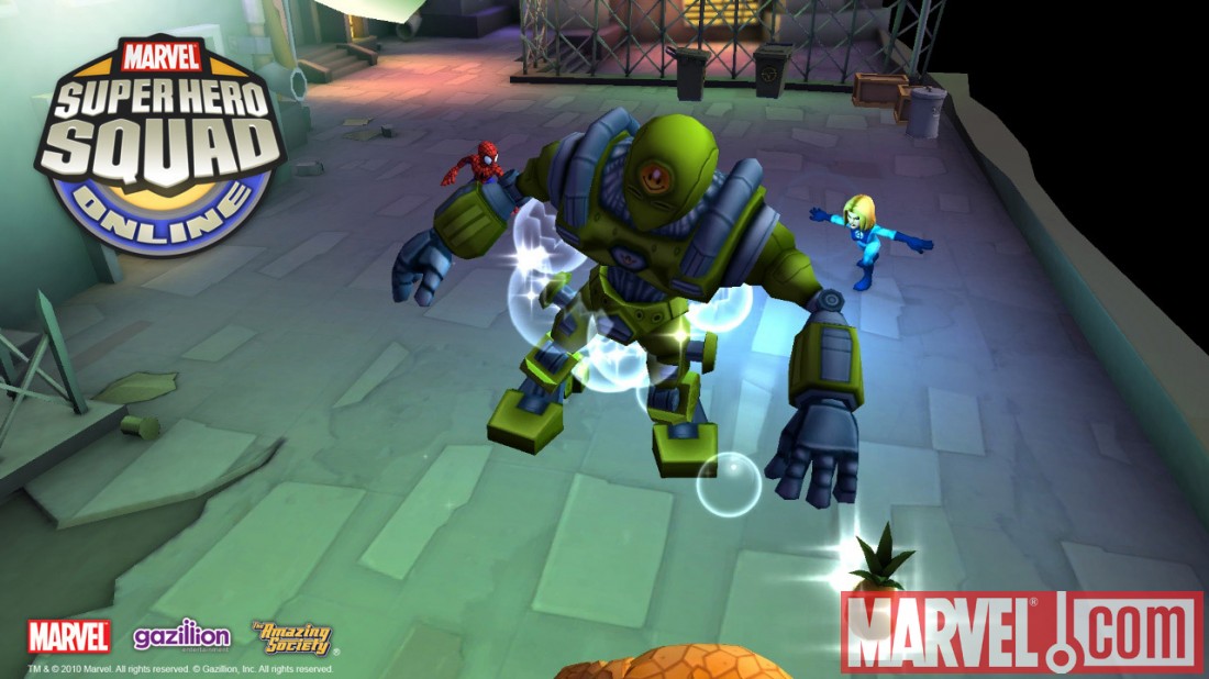 Screenshot of Invisible Woman and Spider-Man from Super Hero Squad Online