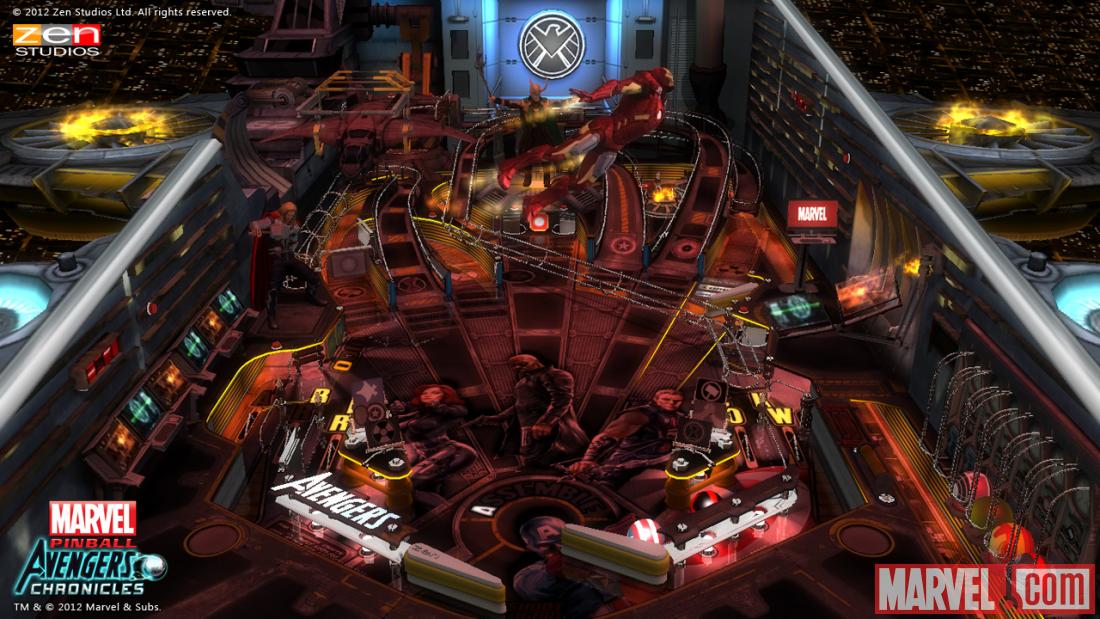 Screenshot from the Marvel Pinball: Marvel's The Avengers mobile table