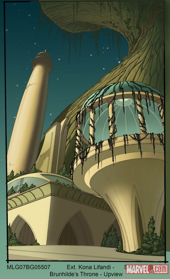 Background art of Kona Lifandi from Thor: Tales of Asgard