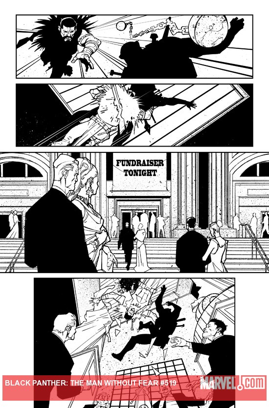 Black Panther: The Man Without Fear #519 black and white preview art by Jefte Palo