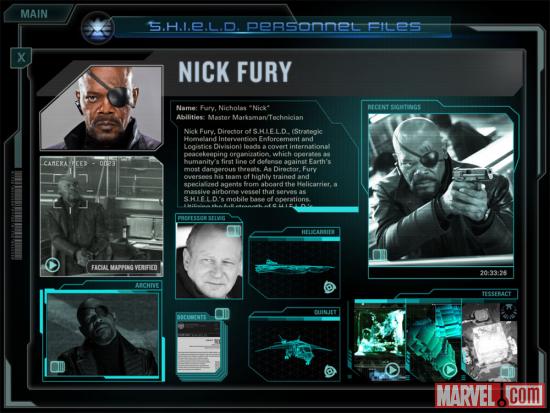 Screenshot of S.H.I.E.L.D. Director Nick Fury from the Second Screen Experience app