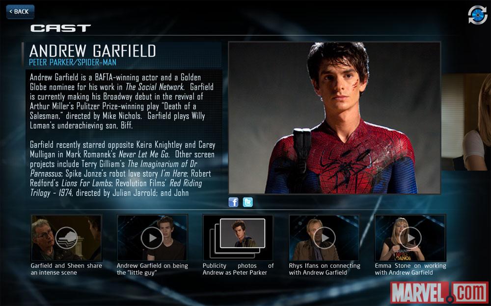 Andrew Garfield as Peter Parker/Spider-Man in The Amazing Spider-Man Second Screen App
