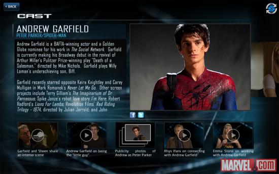 Andrew Garfield as Peter Parker/Spider-Man in The Amazing Spider-Man Second Screen App