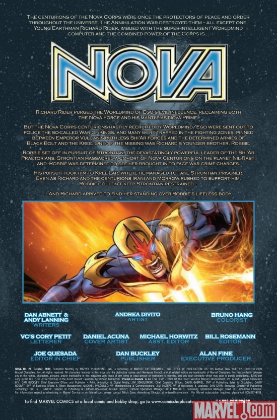 NOVA #28, intro page