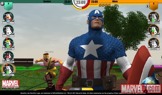 Screenshot from the Marvel Infinity Challenge in HeroClix Online