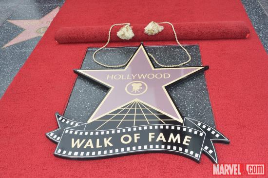 Scarlett Johansson receiving her star on the Hollywood Walk of Fame