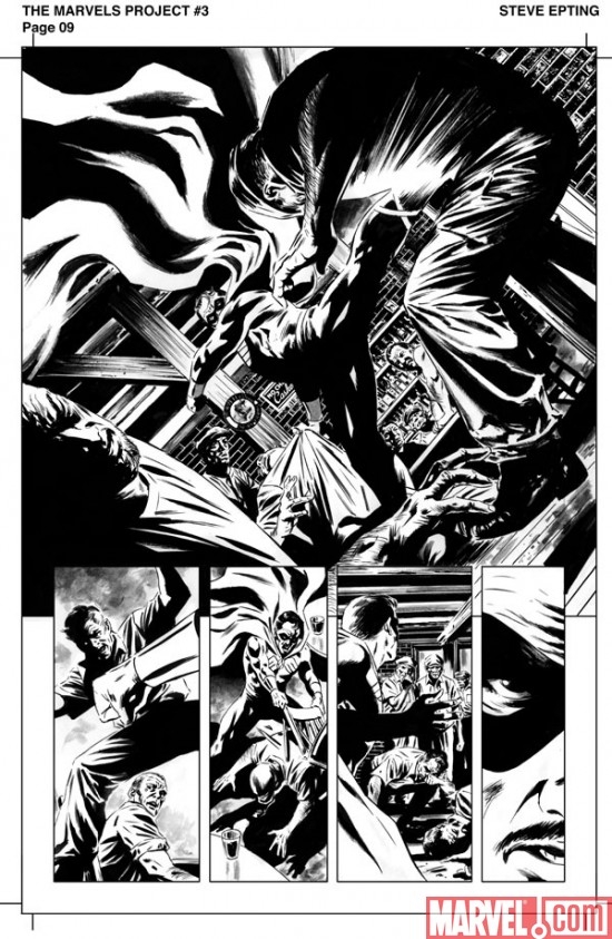 THE MARVELS PROJECT #3 black and white preview art by Steve Epting