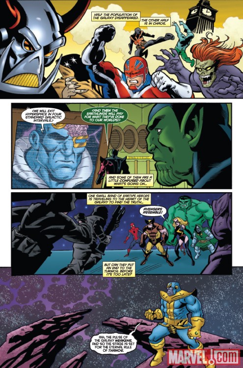 Image Featuring Captain Britain, Doctor Doom, Hulk, Skrulls, Spider-Man, Thanos, Wolverine