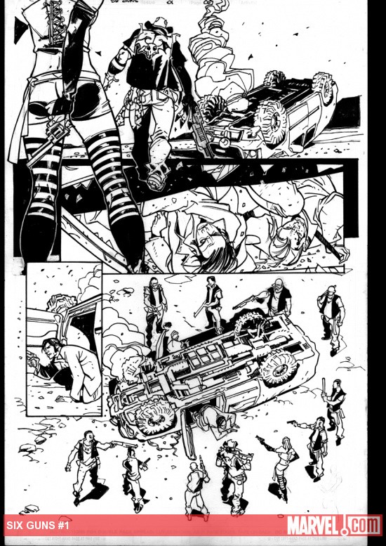 Six Guns #1 preview inks by Davide Gianfelice