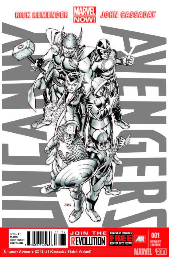UNCANNY AVENGERS 1 CASSADAY SKETCH VARIANT (NOW, WITH DIGITAL CODE)
