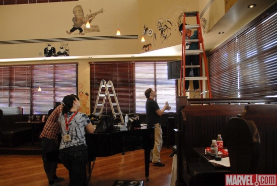 The artists hard at work