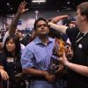 Tim Dillon hands comics out to fans