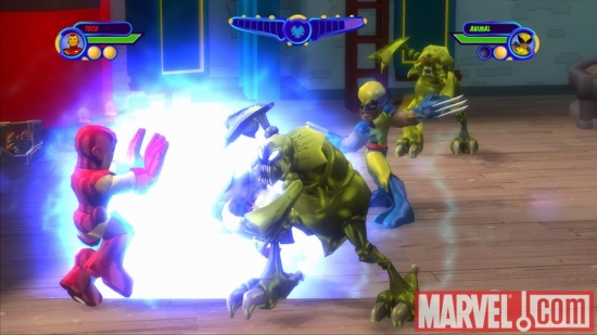 Screenshot of Iron Man and Wolverine from Marvel Super Hero Squad: The Infinity Gauntlet