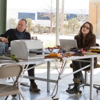 Stellan Skarsgard and Kat Dennings in Thor