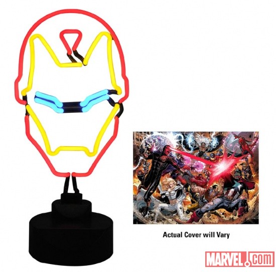 Iron Man Neon Sign and AvX #1 Cover Art