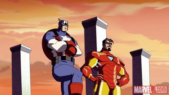 Screenshot of Iron Man and Captain America from AEMH Season 2, Ep. 19