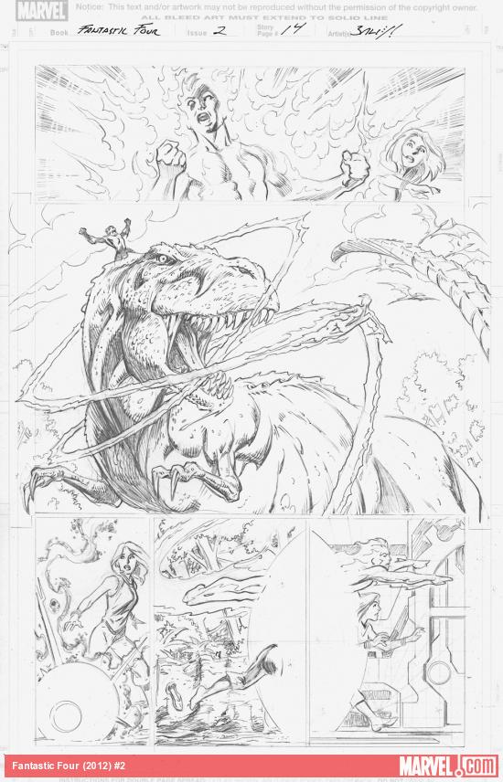 Fantastic Four (2012) #2 preview pencils by Mark Bagley