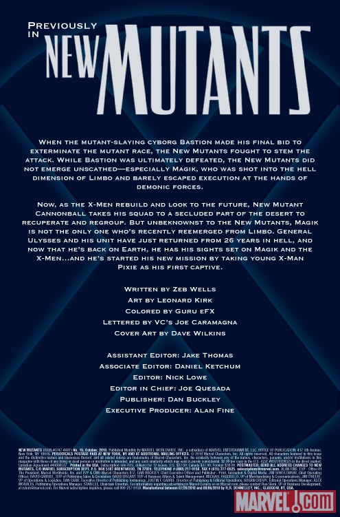New Mutants #16 recap page