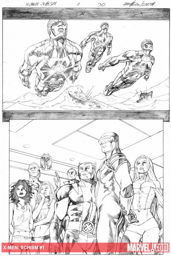 X-Men: Schism #2 penciled preview art by Carlos Pacheco
