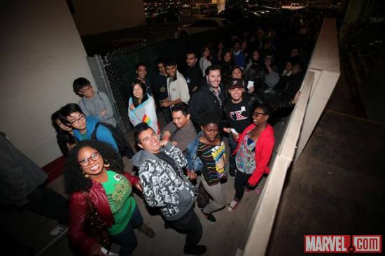 Fans assembling for El Capitan Theatre's midnight screening of Marvel's The Avengers