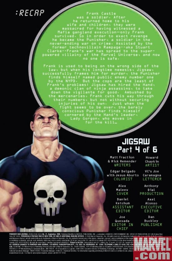 PUNISHER WAR JOURNAL #21 recap page