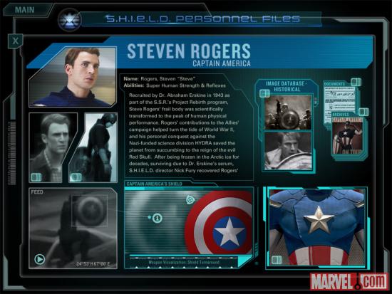 Screenshot of Steve Rogers Personnel File from the Second Screen Experience app
