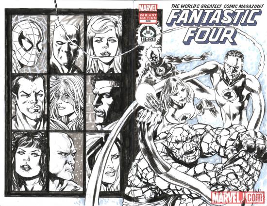 Fantastic Four #600 Hero Initiative variant cover by Mike Perkins