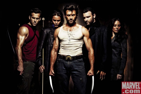 Left to right: Deadpool, Gambit, Wolverine, Sabretooth and Silver Fox