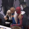 Stan Lee with Black Cat and Spider-Man