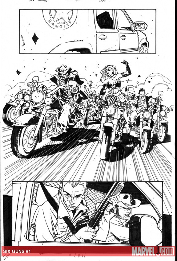 Six Guns #1 preview inks by Davide Gianfelice