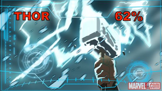 Mjolnir lights up in a color storyboard from Marvel's Avengers Assemble
