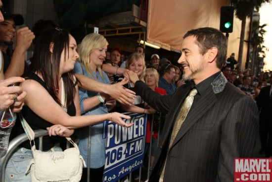 Robert Downey Jr. greets the fans