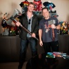 Chris Hemsworth and Joe Quesada wield Thor's hammers