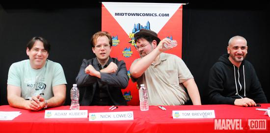 Avengers Vs X-Men Creators at Signing Table at Release Party at Midtown Comics