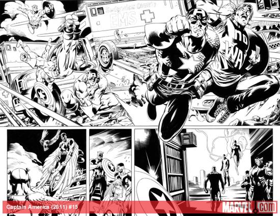 Captain America (2011) #15 preview inks by Scot Eaton