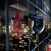 Reflecion of black and red Spidey