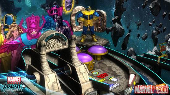 Screenshot from the Marvel Pinball: Avengers Chronicles Infinity Gauntlet table