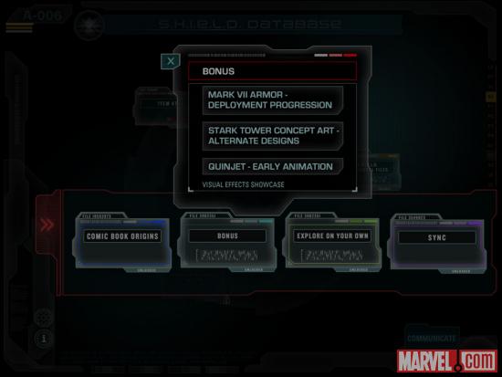 Screenshot of S.H.I.E.L.D. Files from the Second Screen Experience app