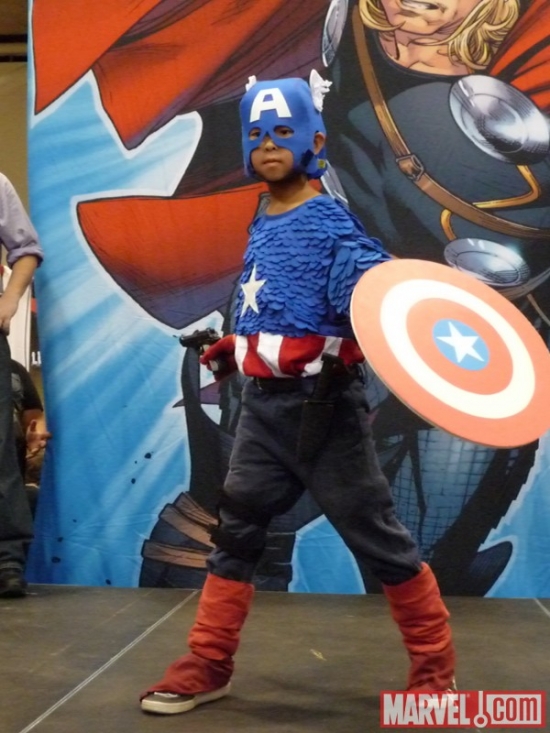 Kid Captain America cosplayer at Marvel's Fan Expo Canada Costume Contest