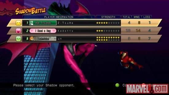 Screenshot of Shadow Mode in Marvel vs. Capcom 3
