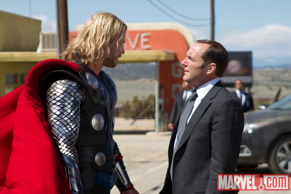 Chris Hemsworth and Clark Gregg star as Thor and Agent Coulson in Thor
