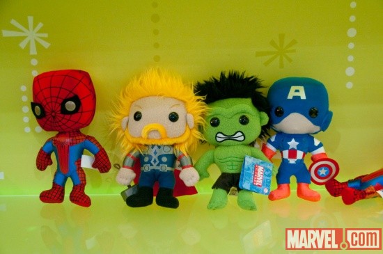 Spider-Man, Thor, Hulk, and Captain America plush from Funko