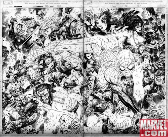 NEW AVENGERS #45 black and white art by Jimmy Cheung