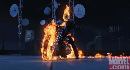 Johnny Blaze with his Hellcycle