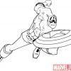 Black and white lineart of Captain America from 'The Avengers: Earth's Mightiest Heroes!'