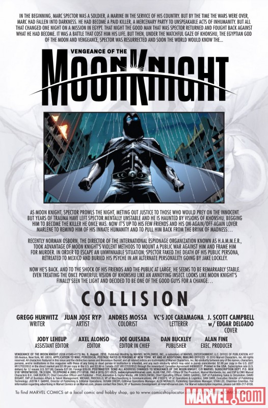 VENGEANCE OF THE MOON KNIGHT #9 recap page