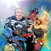 Image Featuring Captain America (Steve Rogers), Firestar, Spider-Woman (Jessica Drew), Spider-Man, Wolverine, Valkyrie, Edwin Jarvis, Avengers