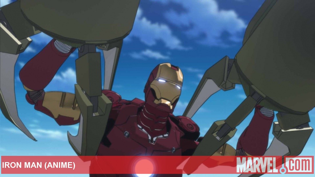 Iron Man in battle in the Iron Man anime